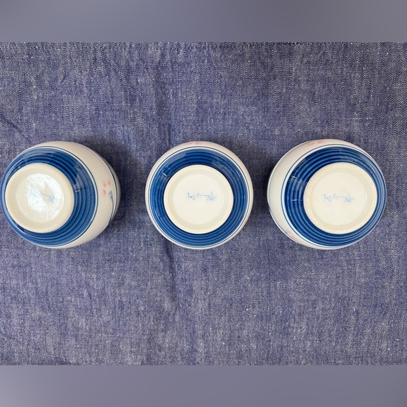 Teapot Set 4 Pieces 1 Kettle 3 Cups White Blue Light Pink Bamboo Wooden Handle - Picture 13 of 15